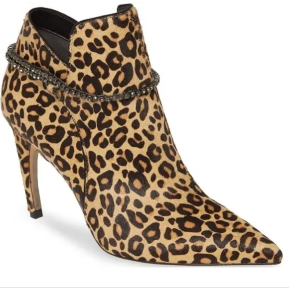 SAM EDELMAN LEOPARD FLORIE COW HAIR ANIMAL PRINT ANKLE BOOTS MOBWIFE RAVE CLUB - Picture 1 of 15